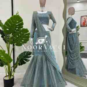 Ready-to-Wear Lycra Lehenga Saree with Fancy Choli