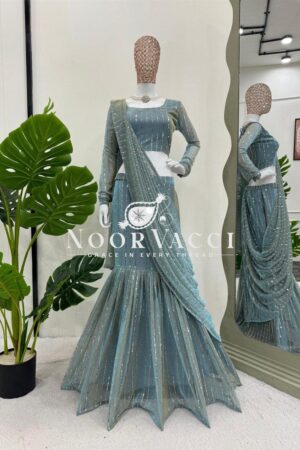 Buy Ready-to-Wear Lycra Lehenga Saree with Fancy Choli