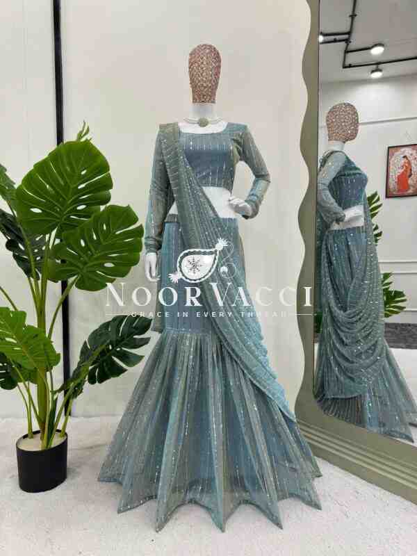 Ready-to-Wear Lycra Lehenga Saree with Fancy Choli