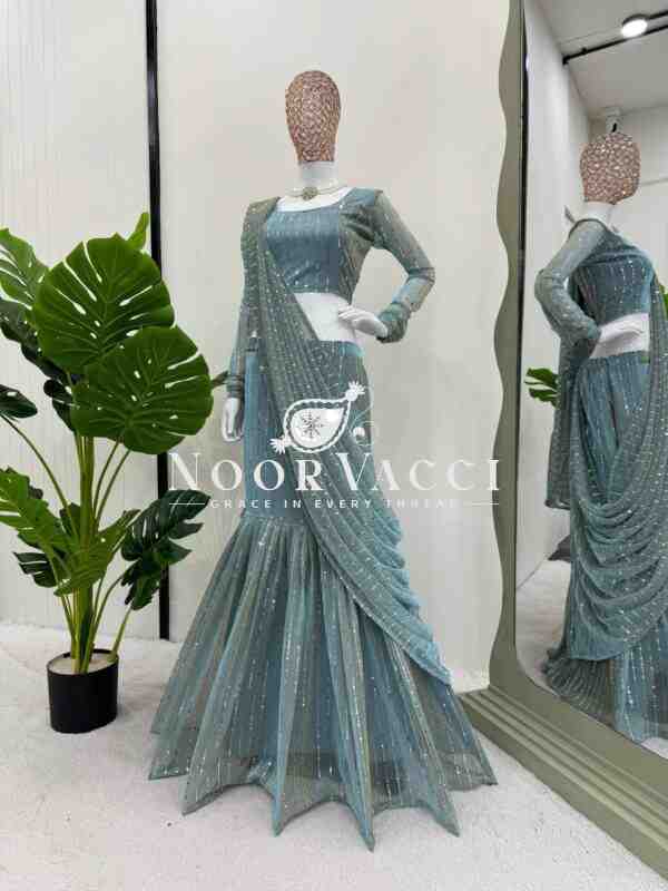 Ready-to-Wear Lycra Lehenga Saree with Fancy Choli - Image 4