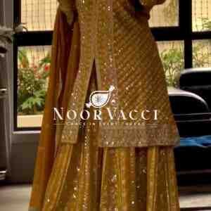Elegant Faux Georgette Party Wear Sharara Set with Heavy Embroidery & Dupatta – Fully Stitched Glam Look