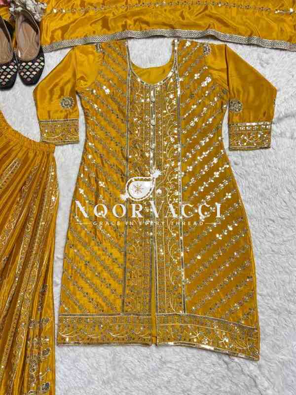 Elegant Faux Georgette Party Wear Sharara Set with Heavy Embroidery & Dupatta – Fully Stitched Glam Look - Image 7