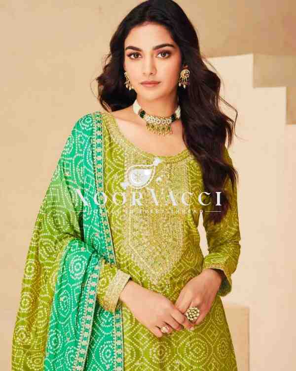 Heavy Chinon Silk Printed Embroidered Sharara Suit with Dupatta - Image 3