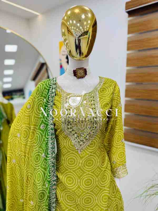 Heavy Chinon Silk Printed Embroidered Sharara Suit with Dupatta - Image 4