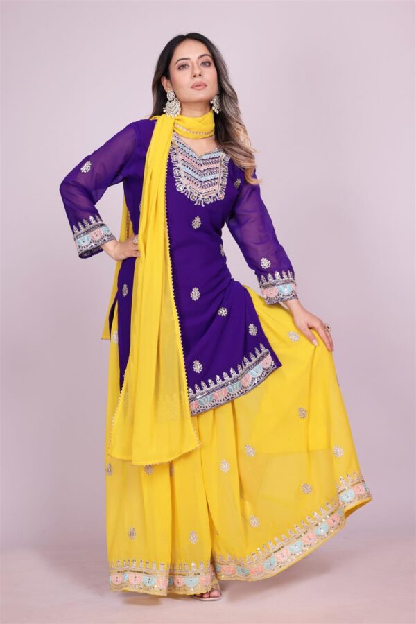 Shop Fox Georgette Embroidered Sharara Suit with Sequin Work - Image 2