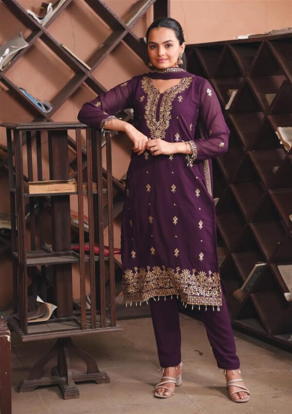 Buy Fox Georgette Embroidered Suit with Sequence Work and Dupatta - Image 5