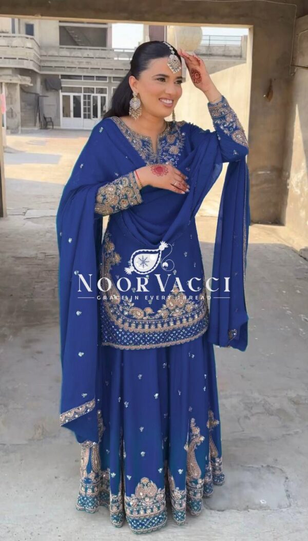 Shop Chinon Embroidered Sharara Suit with Sequins Work - Image 2