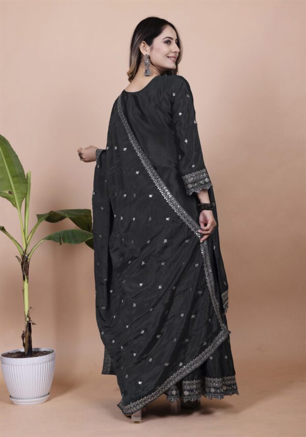 Buy Chinon Embroidered Sharara Suit with Sequin Detailing - Image 5