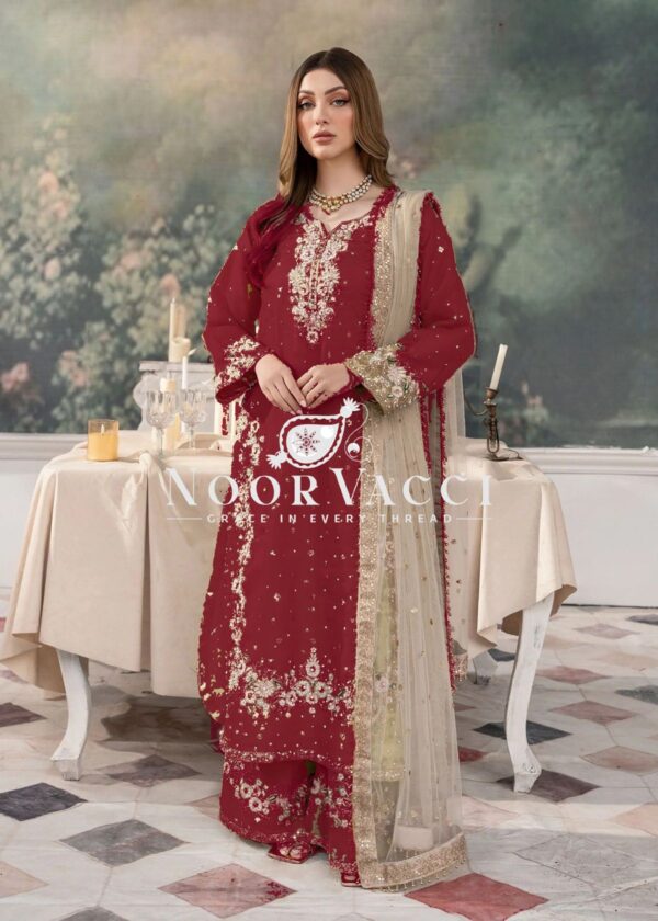 Buy Jimmy Choo Embroidered Suit with Diamond & Moti Hand Work and Dupatta