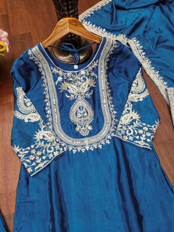 Buy Chinon Embroidered Sharara Suit with Coding Sequence Work - Image 4