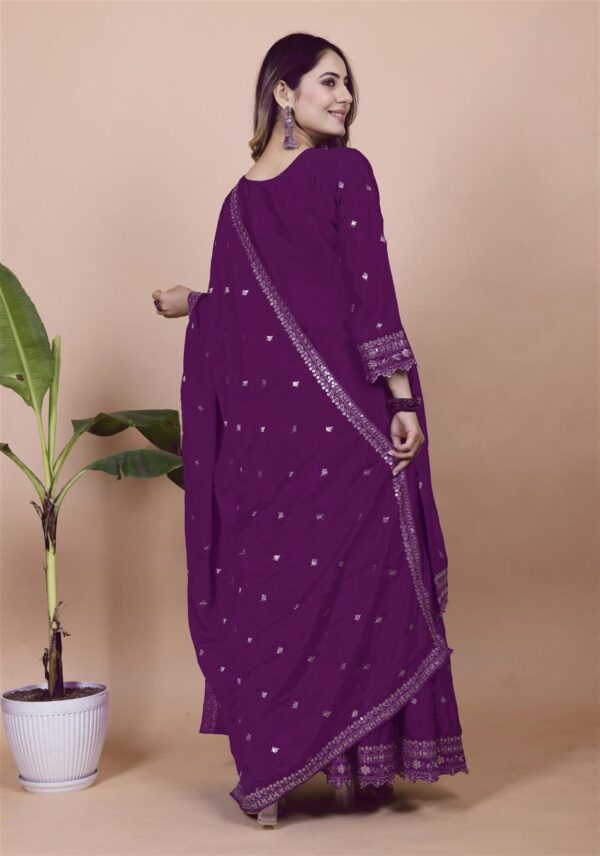 Buy Chinon Embroidered Sharara Suit with Sequin Detailing - Image 3