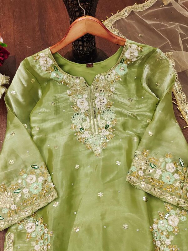 Buy Jimmy Choo Embroidered Suit with Diamond & Moti Hand Work and Dupatta - Image 5