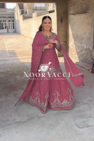 Shop Chinon Embroidered Sharara Suit with Sequins Work