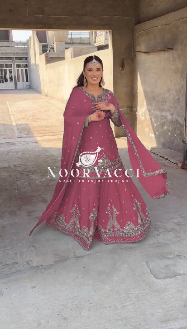 Shop Chinon Embroidered Sharara Suit with Sequins Work