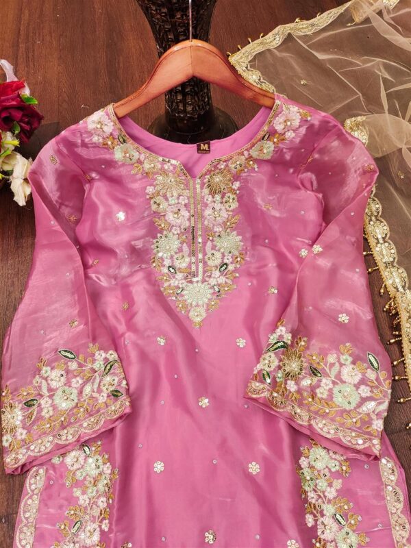 Buy Jimmy Choo Embroidered Suit with Diamond & Moti Hand Work and Dupatta - Image 4