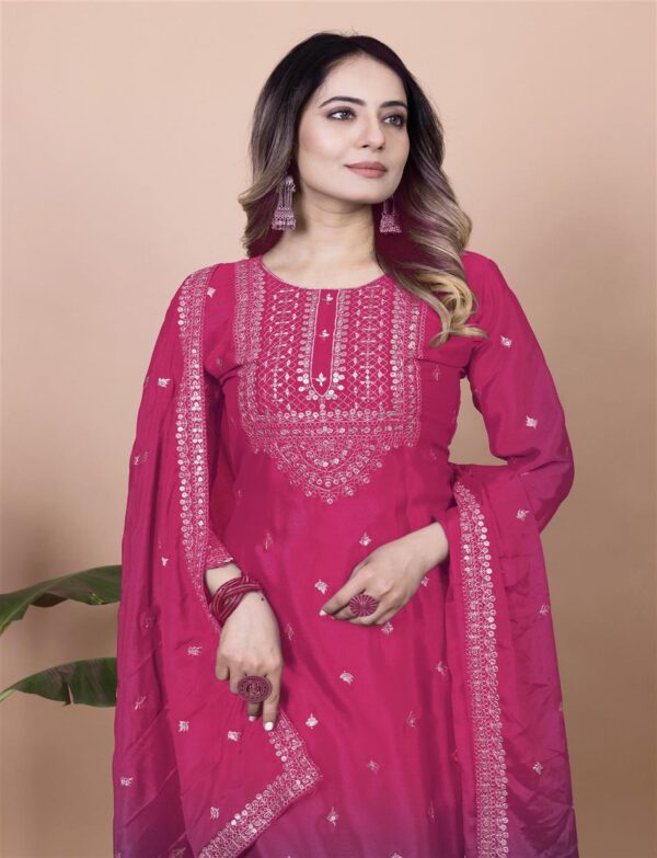 Shop Chinon Embroidered Sharara Suit with Sequin Detailing - Image 4