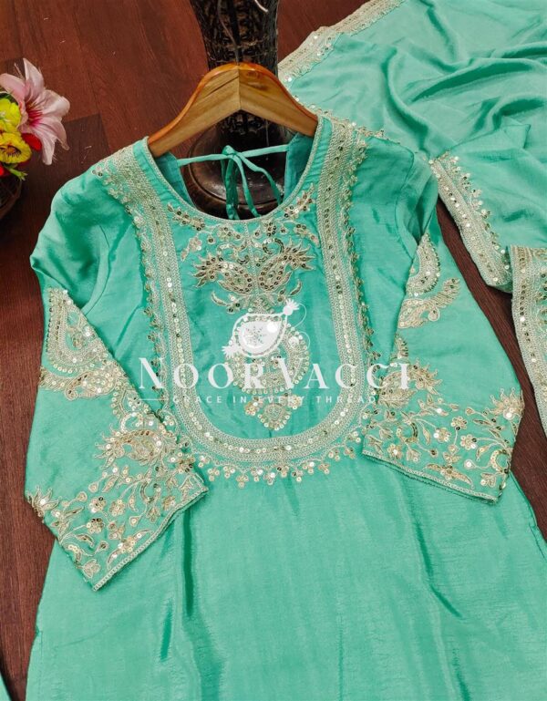 Buy Chinon Embroidered Sharara Suit with Coding Sequence Work - Image 4
