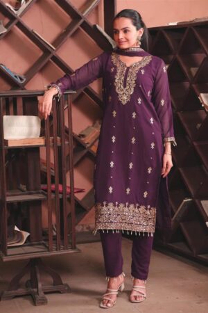 Buy Fox Georgette Embroidered Suit with Sequence Work and Dupatta