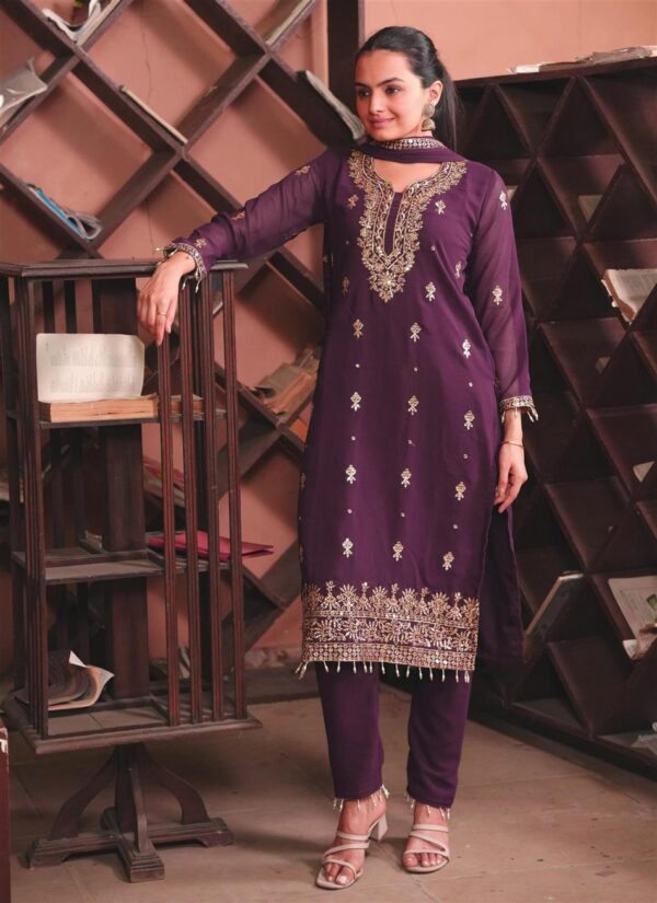 Buy Fox Georgette Embroidered Suit with Sequence Work and Dupatta