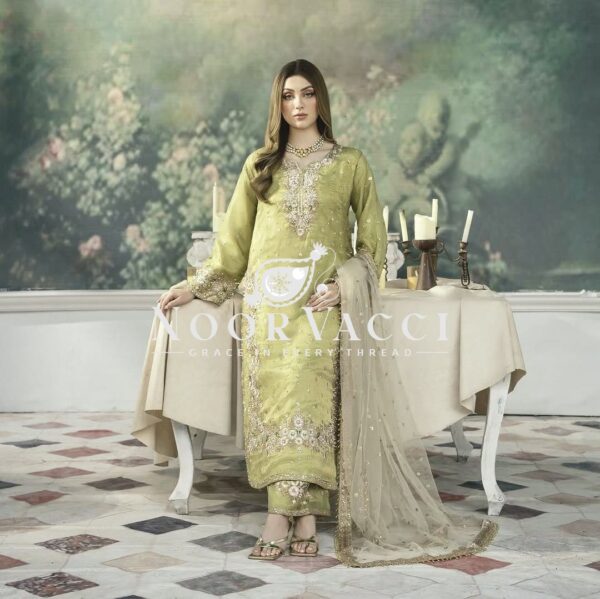 Buy Jimmy Choo Embroidered Suit with Diamond & Moti Hand Work and Dupatta - Image 2
