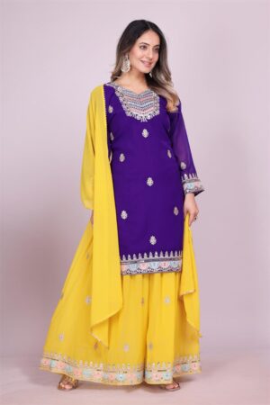 Shop Fox Georgette Embroidered Sharara Suit with Sequin Work