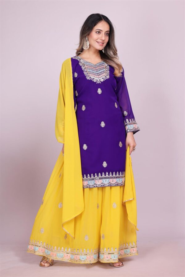Shop Fox Georgette Embroidered Sharara Suit with Sequin Work
