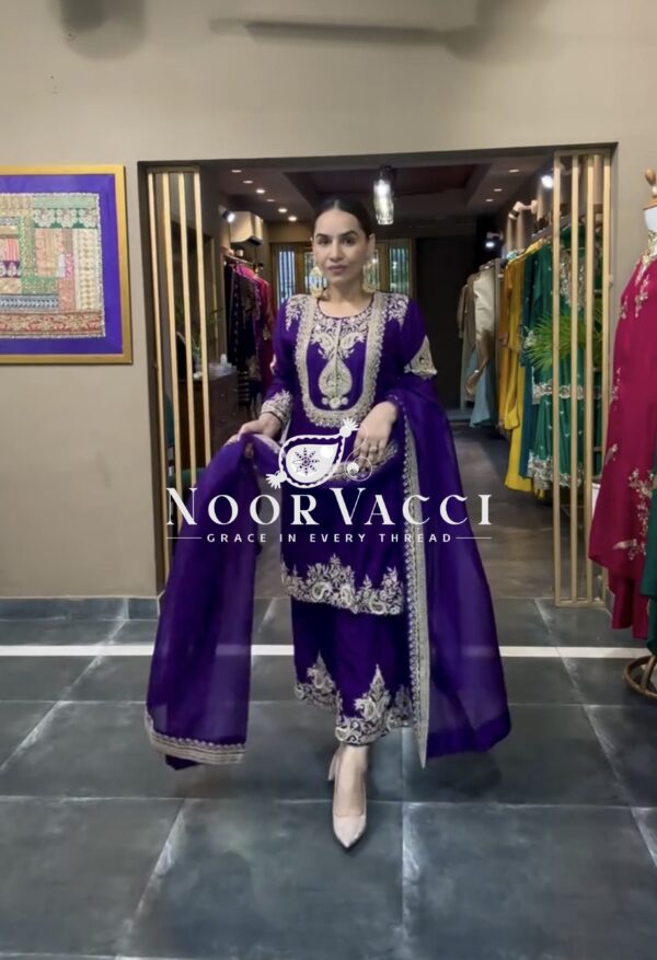 Shop Chinon Embroidered Sharara Suit with Coding Sequence Work