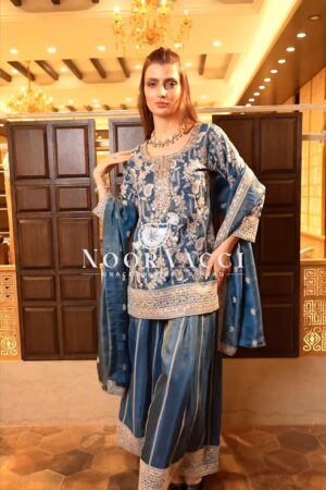 Shop Fox Georgette Embroidered Suit with Sequence Work and Dupatta
