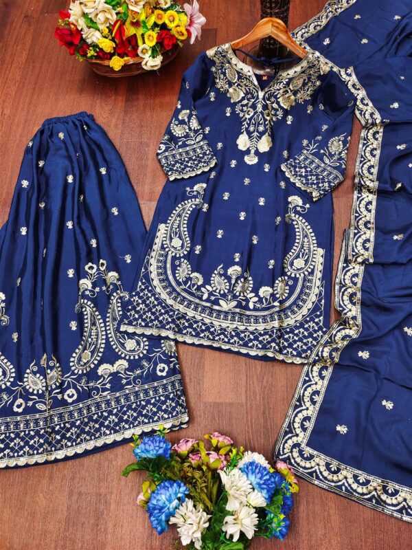 Shop Chinon Embroidered Sharara Suit with Sequins Work - Image 6
