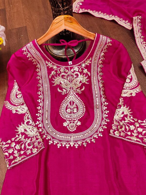Buy Chinon Embroidered Sharara Suit with Coding Sequence Work - Image 5