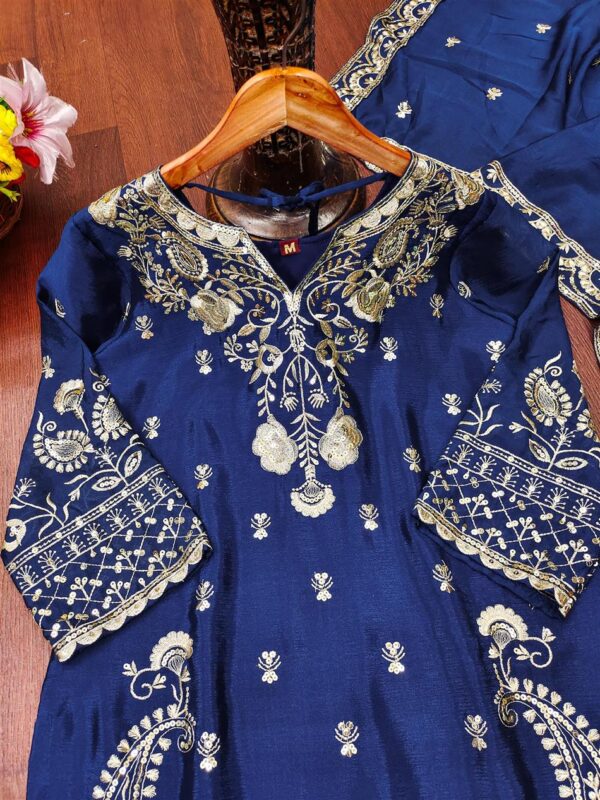 Shop Chinon Embroidered Sharara Suit with Sequins Work - Image 5