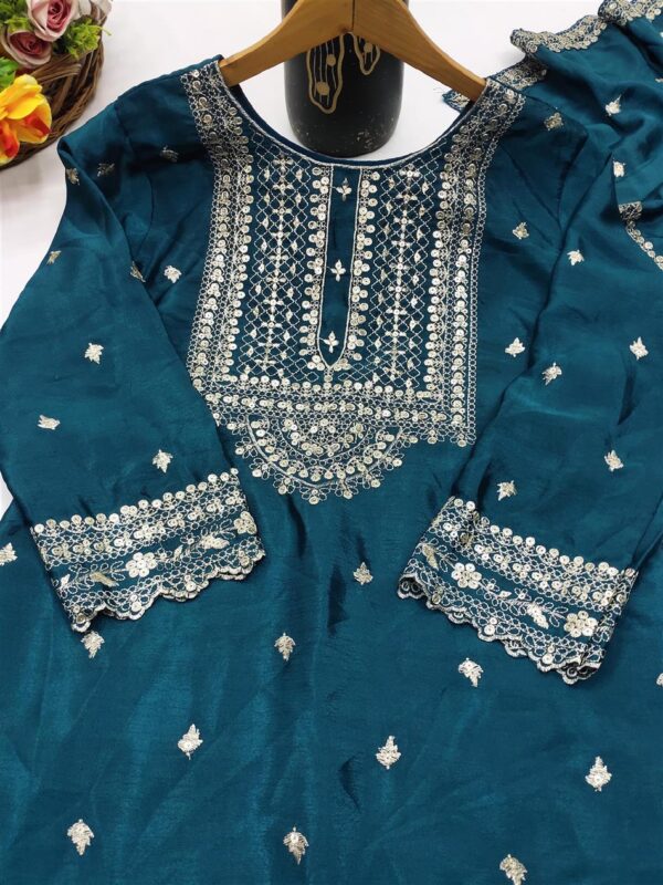 Shop Chinon Embroidered Sharara Suit with Sequin Detailing - Image 6