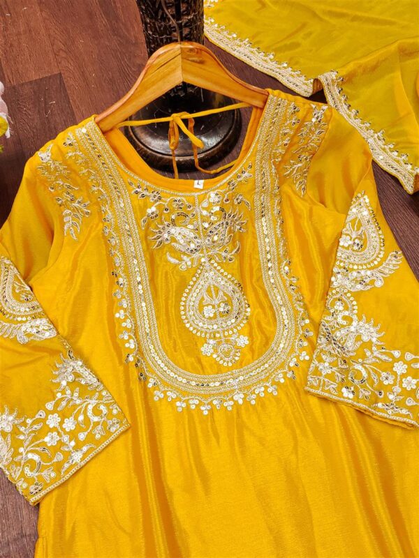 Buy Chinon Embroidered Sharara Suit with Coding Sequence Work - Image 4