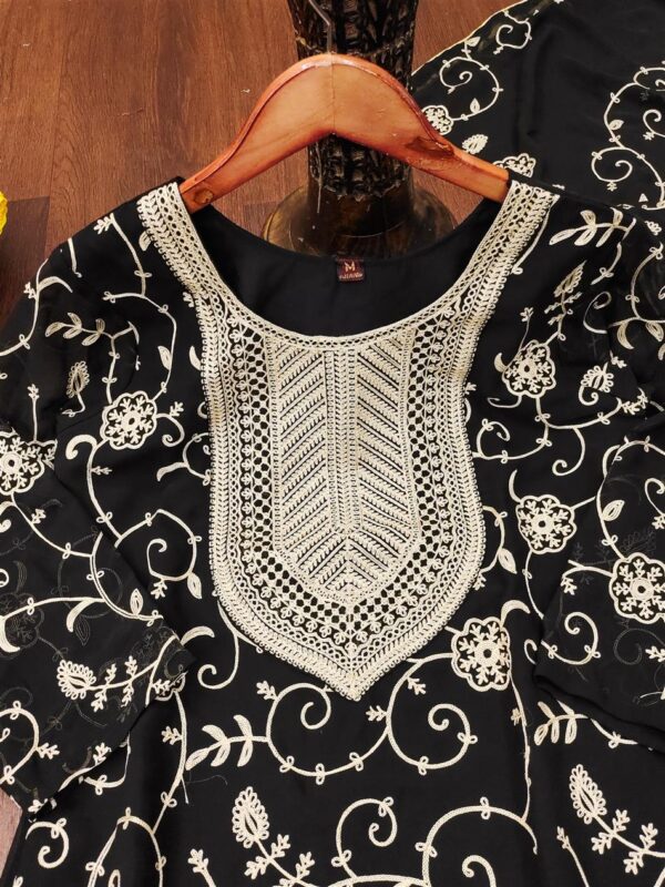 Shop Embroidered Fox Georgette Sharara Suit with Dupatta - Image 7