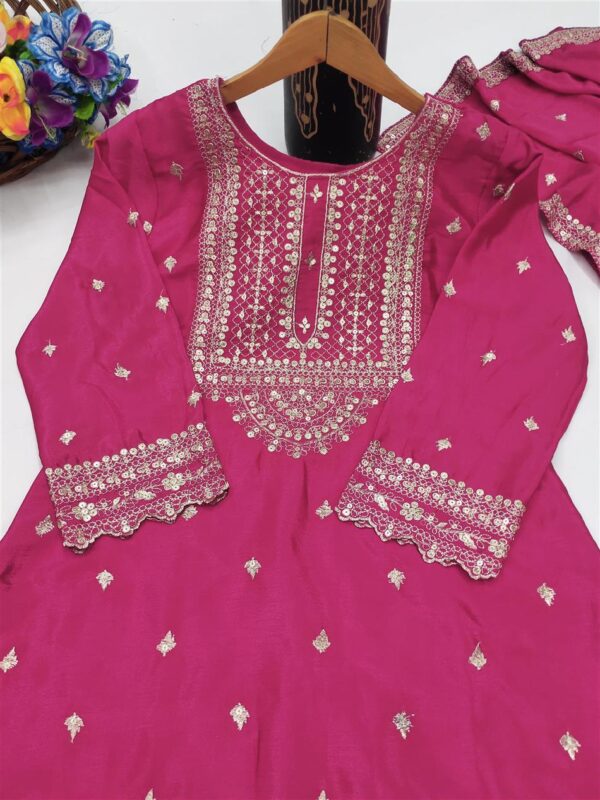Shop Chinon Embroidered Sharara Suit with Sequin Detailing - Image 7