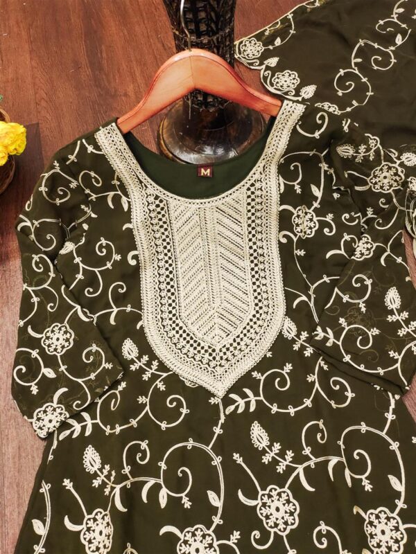 Buy Embroidered Fox Georgette Sharara Suit with Dupatta - Image 7