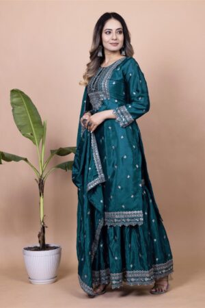 Shop Chinon Embroidered Sharara Suit with Sequin Detailing