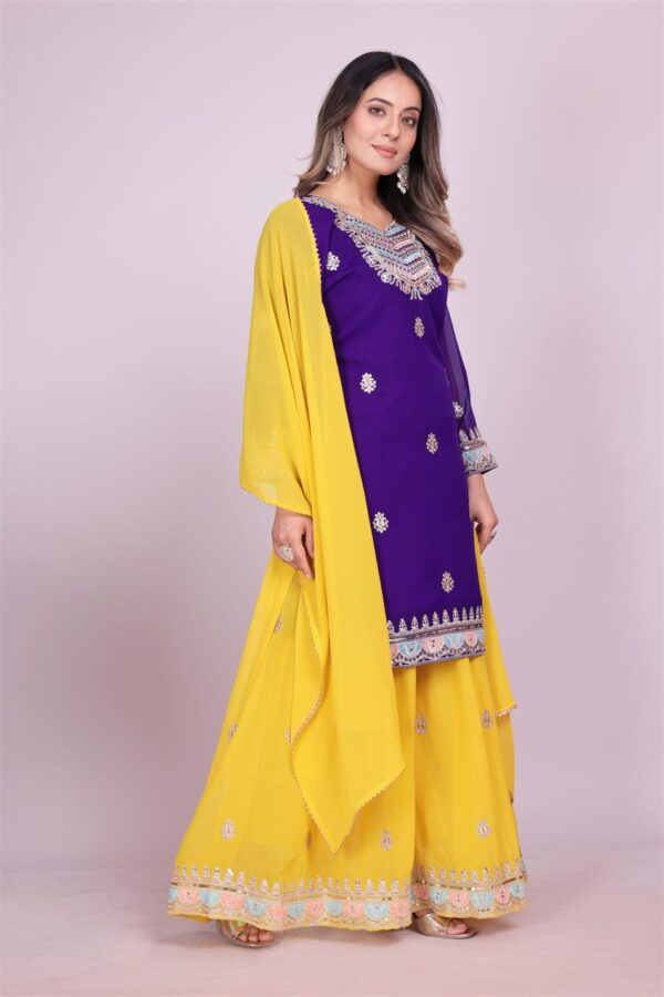 Shop Fox Georgette Embroidered Sharara Suit with Sequin Work - Image 3