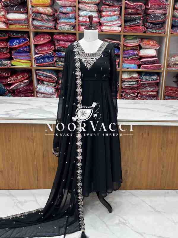 Fox Georgette Anarkali Set with Embroidery & Beads Work – Grand 6.5 M Flair - Image 11