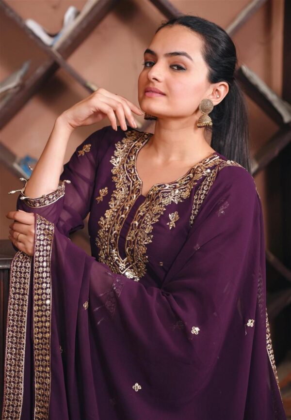 Buy Fox Georgette Embroidered Suit with Sequence Work and Dupatta - Image 2