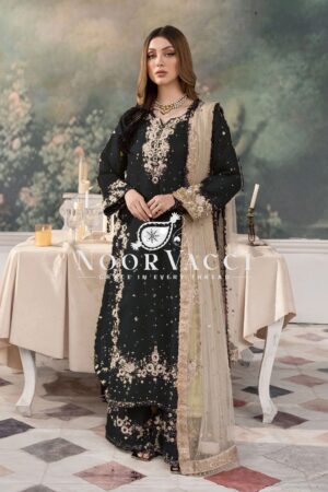 Shop Jimmy Choo Embroidered Suit with Diamond & Moti Hand Work and Dupatta