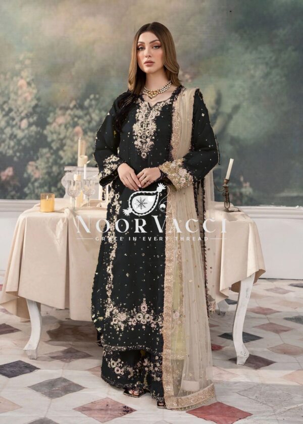 Shop Jimmy Choo Embroidered Suit with Diamond & Moti Hand Work and Dupatta