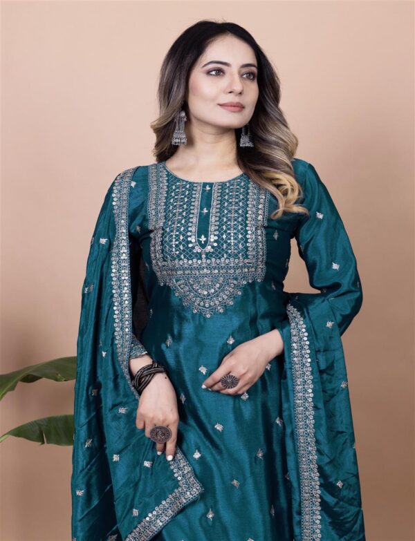 Shop Chinon Embroidered Sharara Suit with Sequin Detailing - Image 3