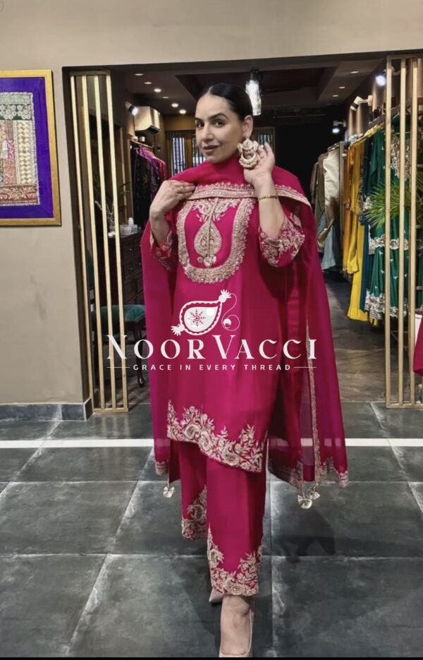 Buy Chinon Embroidered Sharara Suit with Coding Sequence Work - Image 2