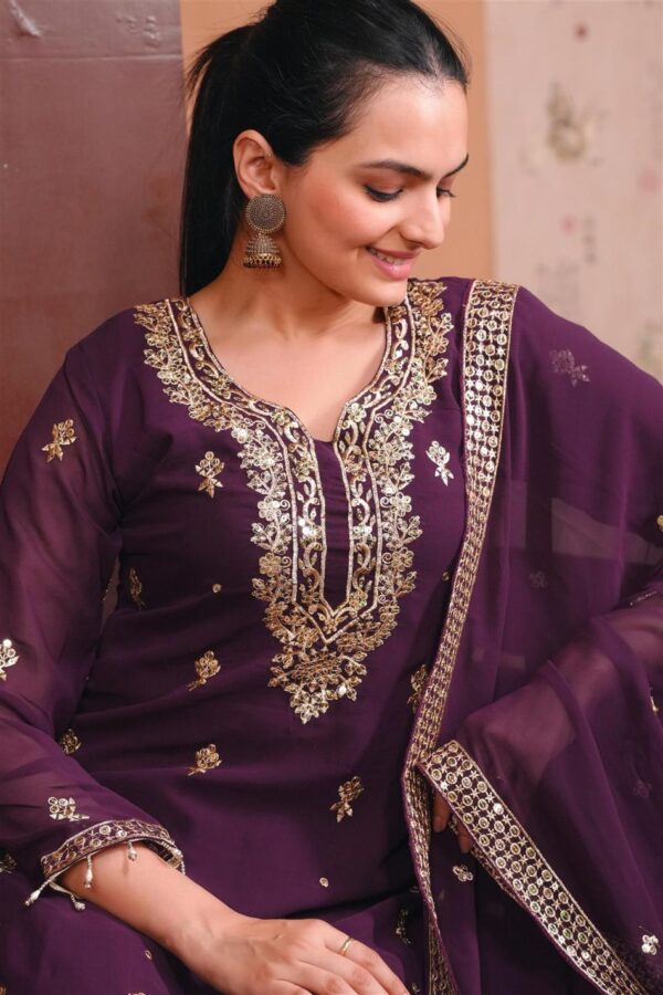 Buy Fox Georgette Embroidered Suit with Sequence Work and Dupatta - Image 3