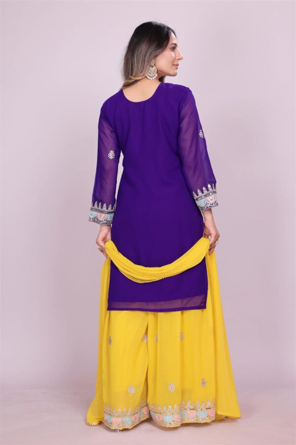 Shop Fox Georgette Embroidered Sharara Suit with Sequin Work - Image 5