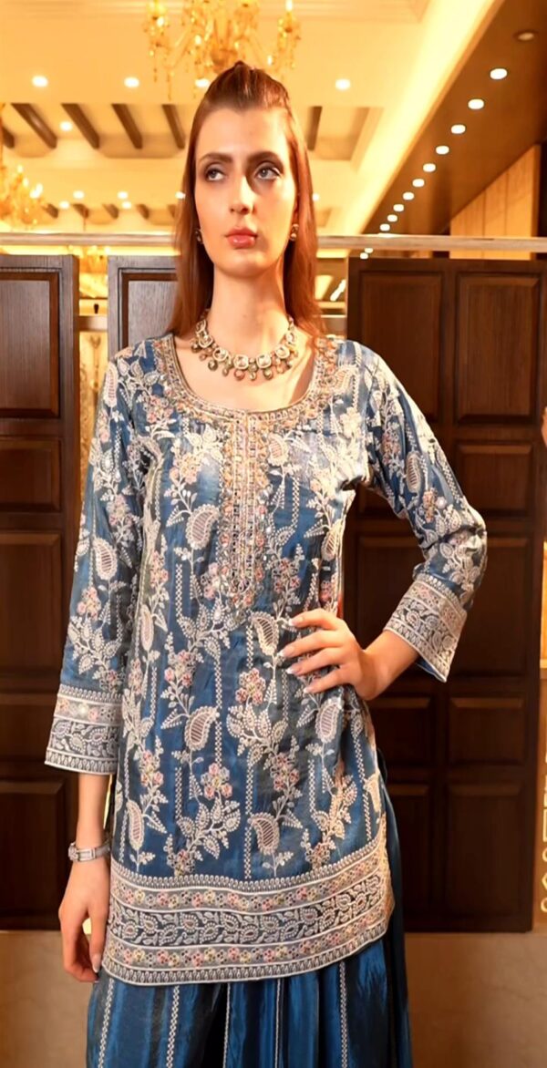 Shop Fox Georgette Embroidered Suit with Sequence Work and Dupatta - Image 5