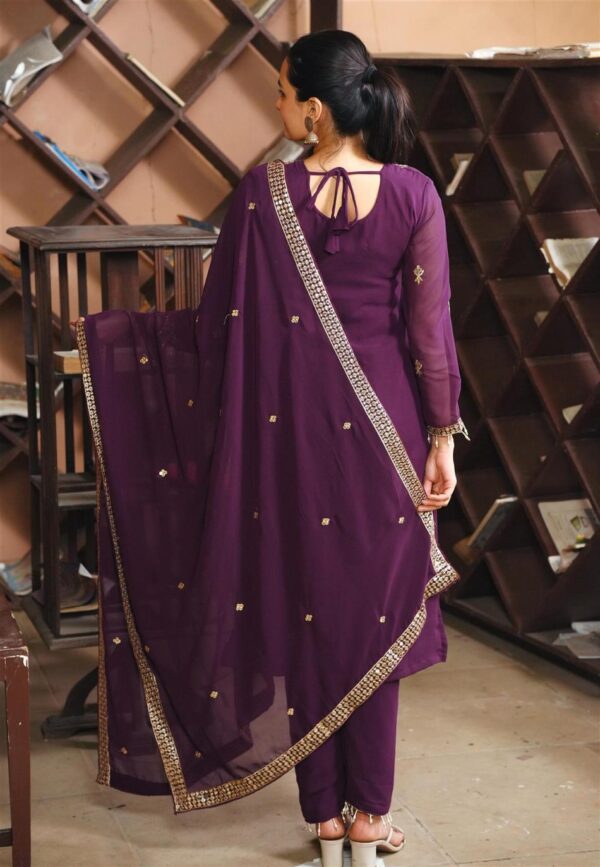 Buy Fox Georgette Embroidered Suit with Sequence Work and Dupatta - Image 6