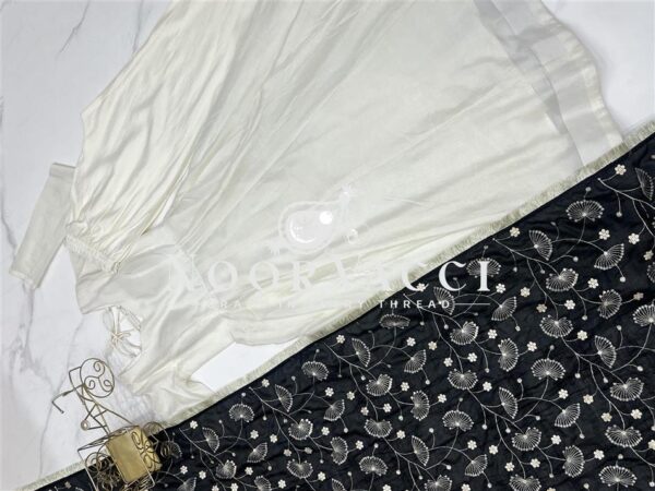 Shop Vichitra Silk Kali Pattern Anarkali Set with Dupatta and Pant - Image 10
