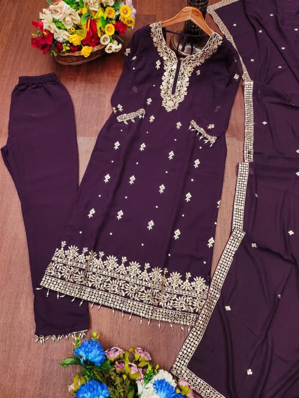 Buy Fox Georgette Embroidered Suit with Sequence Work and Dupatta - Image 7